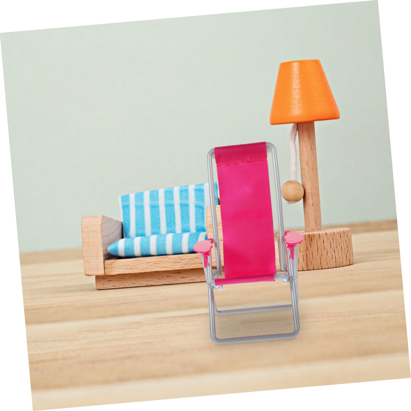 CIMAXIC 2pcs Mini Simulation Beach Chair Low Deck Reclining Outdoor Folding Lounge