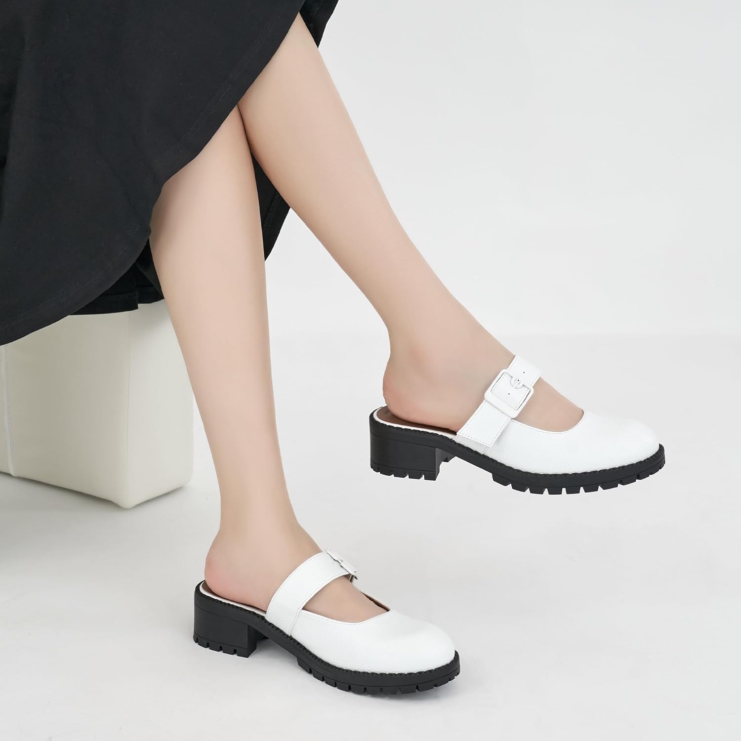 Alicegana Mules for Women Dressy Clogs: Comfort Platform Chunky Backless Mules Slip On Work Casual Loafers Slides Shoes - Image 3