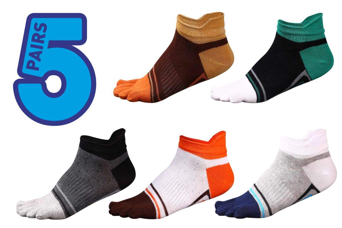 EdLand Five Toe Socks 6 Pack - Toes Separated Comfortable Socks for Athletic, Running, Walking, Yoga and Casual use (5 Color)