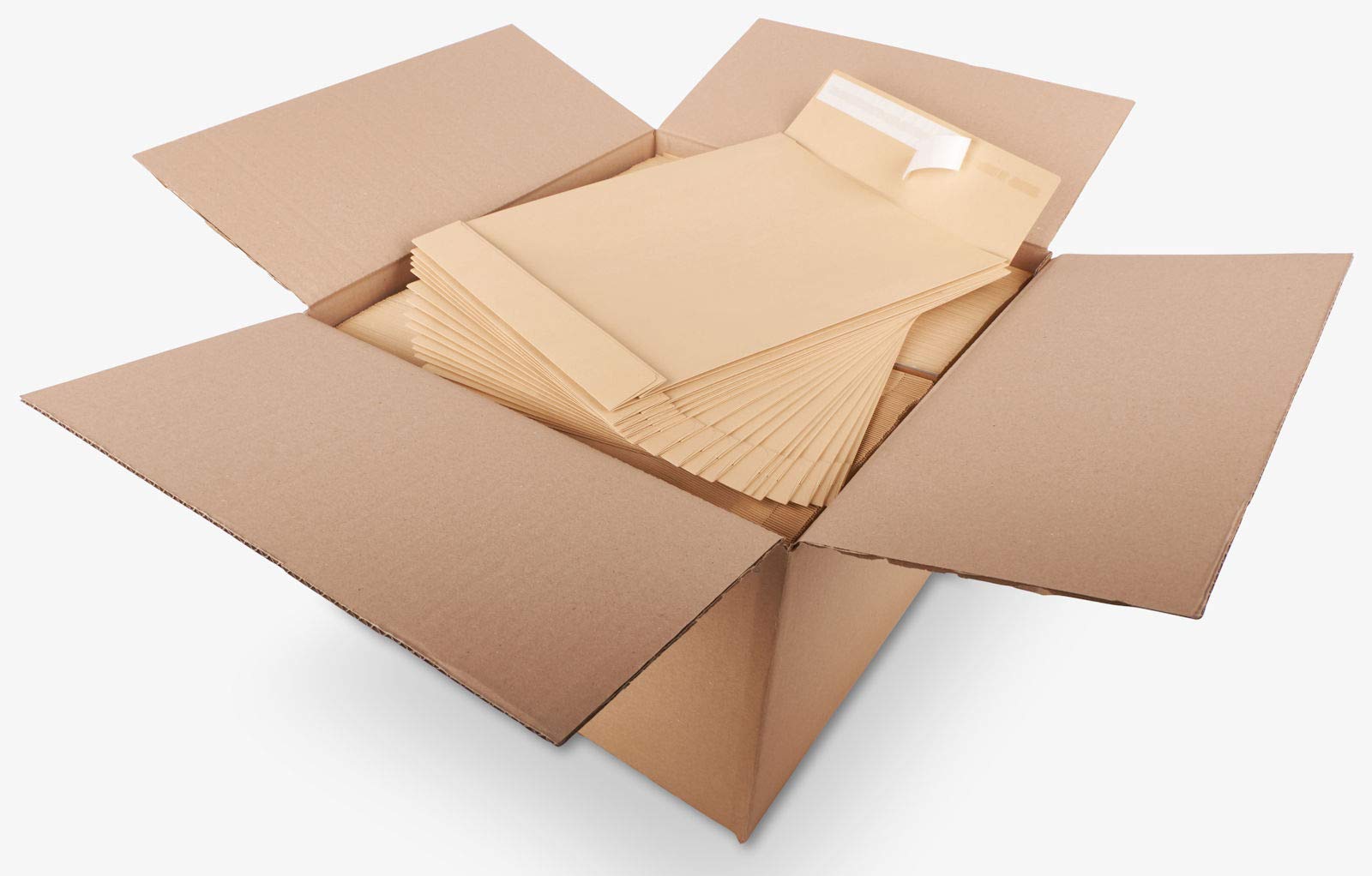 KK Verpackungen Faltentaschen B4 250x353x40mm | 500 Stück, Haftklebend 130g/m² Braun | Versandtaschen Mischnatron blickdicht | Maxibrief Warensendung Großbrief | Kuvert undurchsichtig