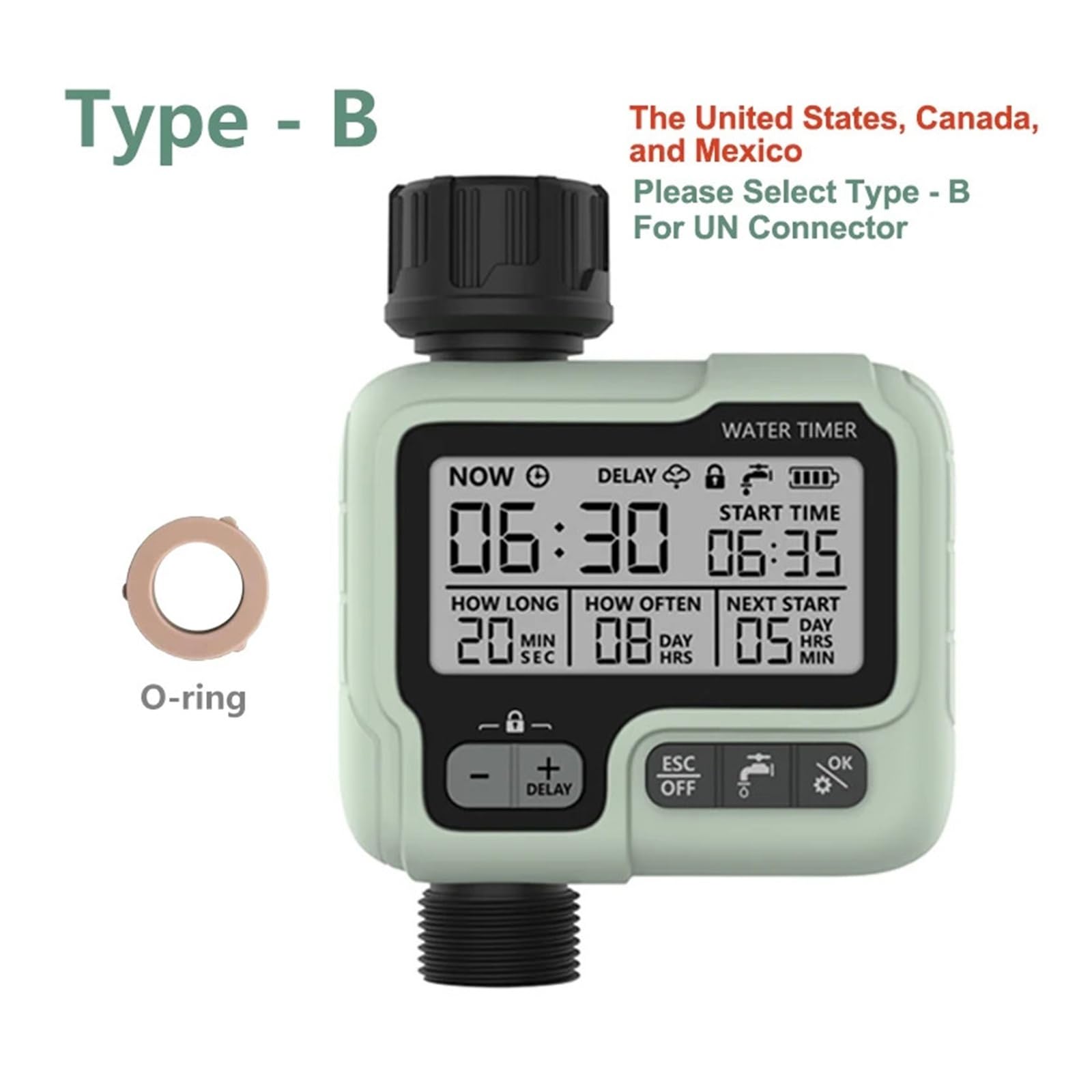 HCT-322 Programmatore digitale for irrigazione da giardino Irrigazione automatica | Timer digitale per l'irrigazione del giardino con controllo automatico dell'irrigazione. (HCT-322-UN)