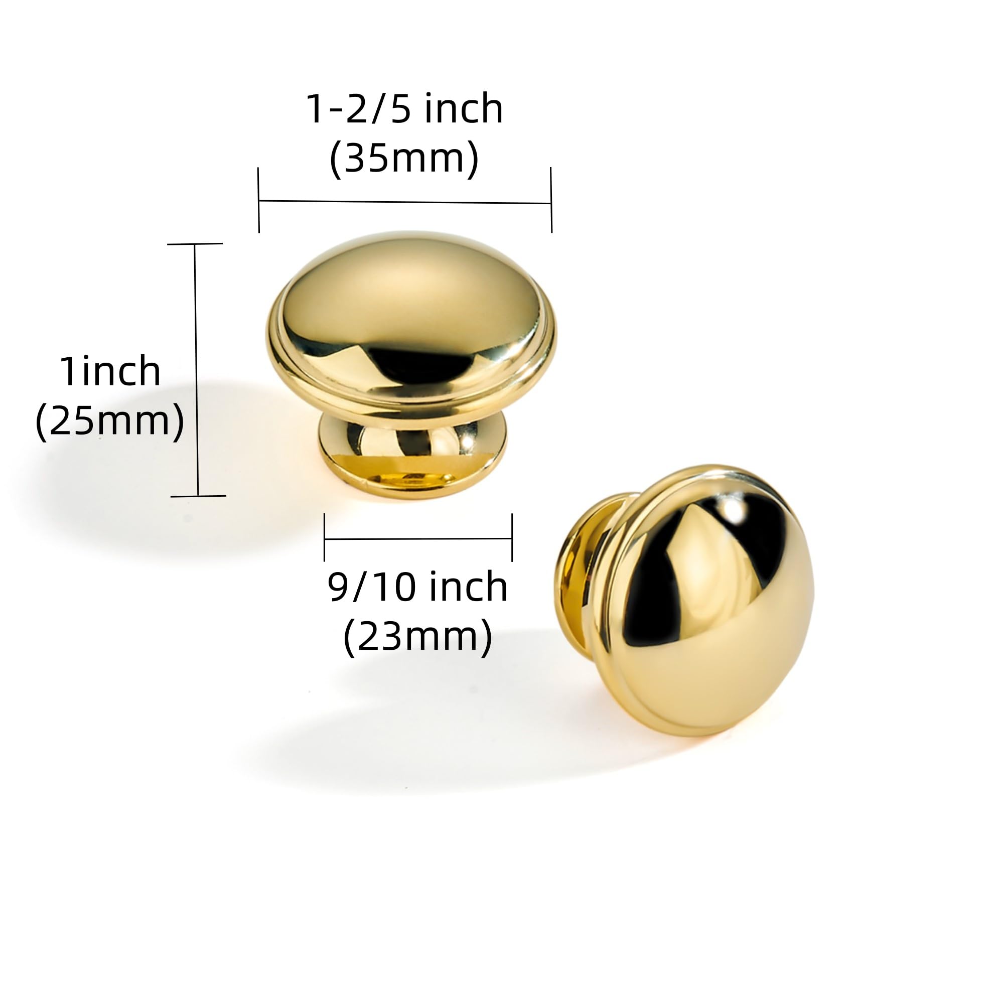 KHTUMEWARE-SB157 Solid Brass Round Knob, Unlacquered Brass, 1-3/8 in (35 mm), 5-Pack in Unlacquered Brass — KHTUMEWARE