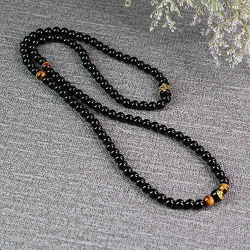 COAI Tibetan OM Bead Onyx Stone 108 Mala Beads Bracelet Necklace