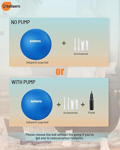 Miniatura 8 de GalSports - Pelota de ejercicio 177 - 295in silla de bola de yoga antiexplosión con inflador rápido pelota de fitness de estabilidad para natación y