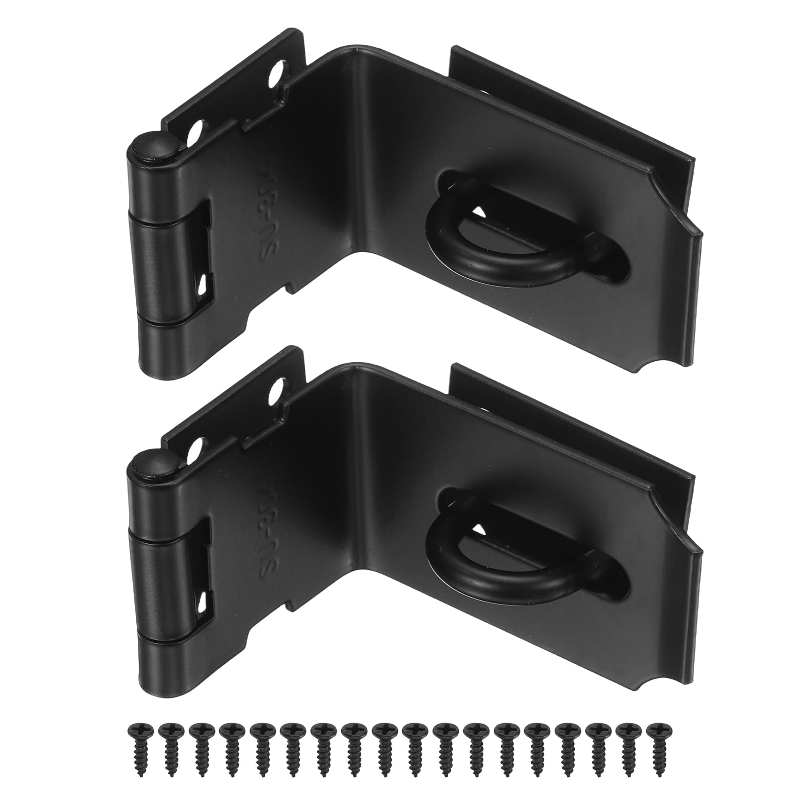 PATIKIL Door Hasp Latch (4 Inch, Black) (2 Pcs), Stainless Steel 90 Degree Padlock Hasp Safety Angle Locking Latch with Screws, Suit for- Cabinet/Garden/Yard/Shed/Closet