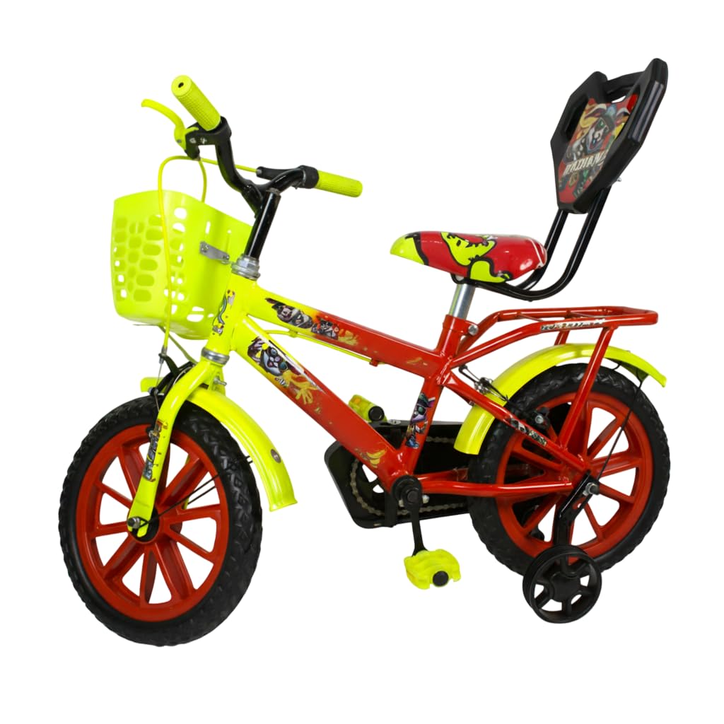 12-Inch Kids Cycle, Backrest, Front Basket, Training Wheels, Red | Front basket allows convenient storage for small items during rides-image-49