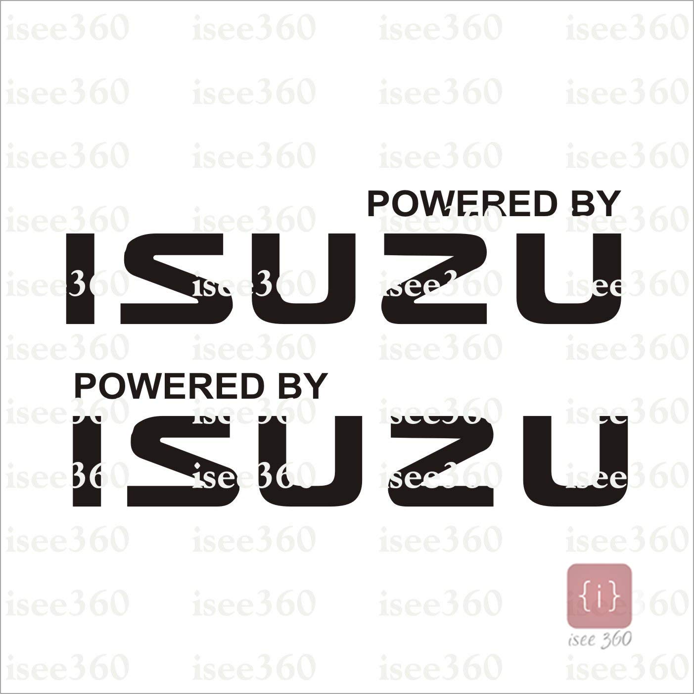 ISEE 360® 2Pcs Powered by Isuzu 14” Wide Vinyl Decal Black Matte Sticker Standard Size for All car Sides
