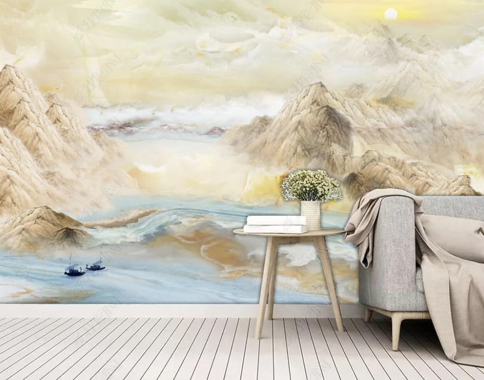 Papier peint intissé marbre fluide haut de gamme pour décoration murale