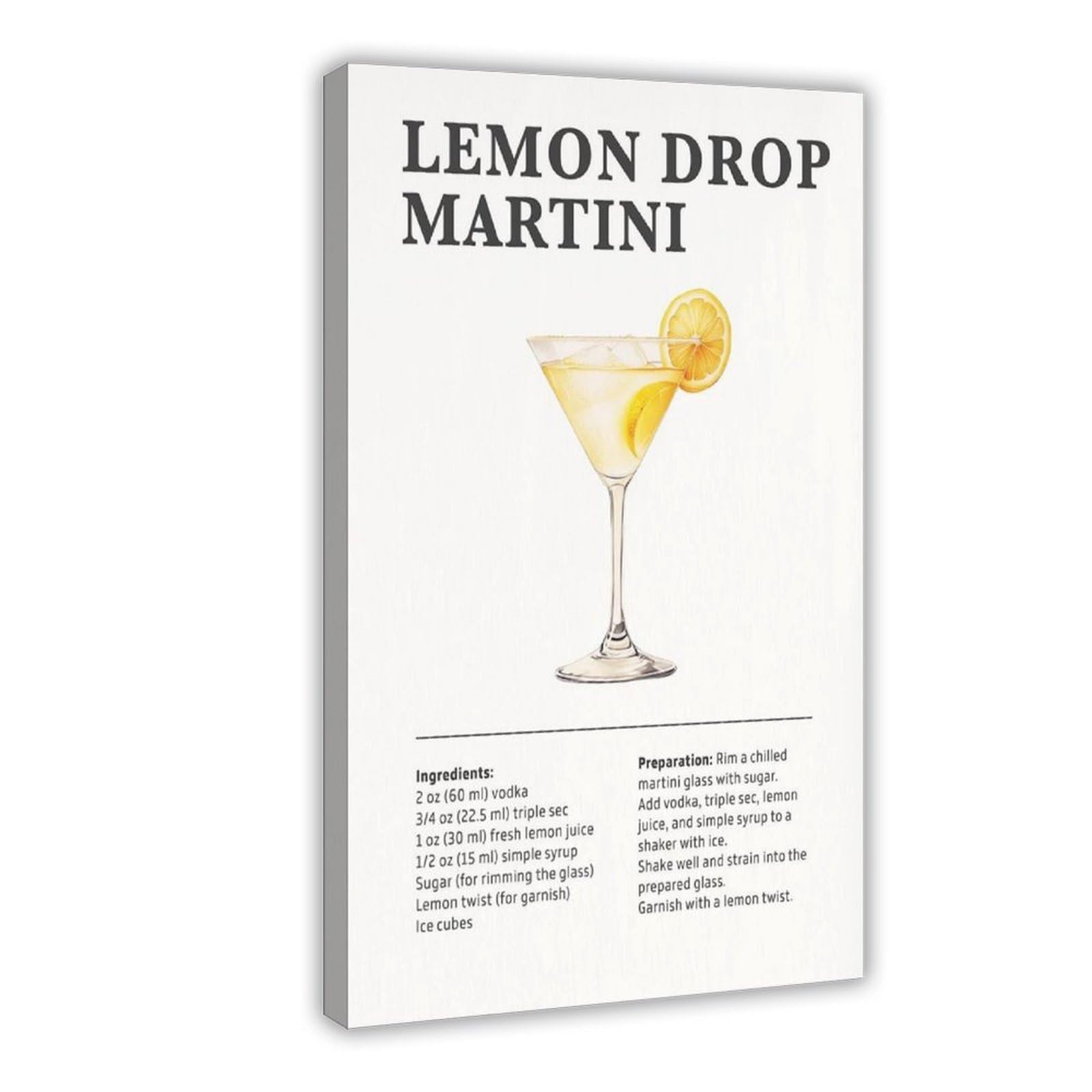 QIOTBVV Lemon Drop Martini Cocktail Poster Canvas Poster Bedroom Decor Landscape Office Room Decor Gift 20" L X 30" W