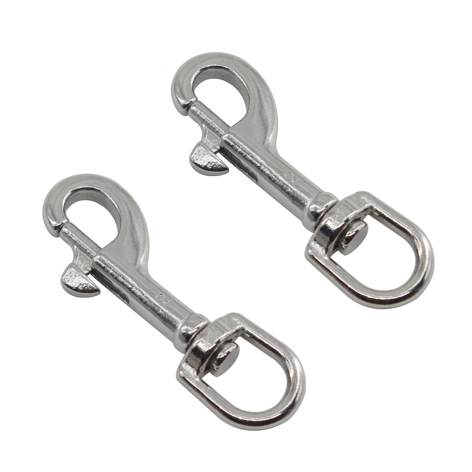 (2 Pieces) M6 Swivel Eye Snap Hooks 304 Stainless Steel Single Ended Trigger Chain Clip for Dog Leash,Key Chain,Boat Ropes and Cages