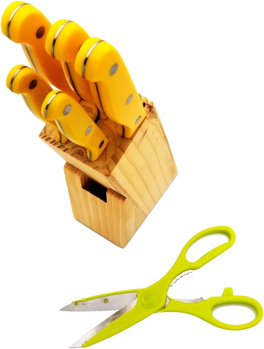 Uniware-20354 7 Pcs Kitchen Knife Set 5 Knives,1 Scissor,1 Wooden Block