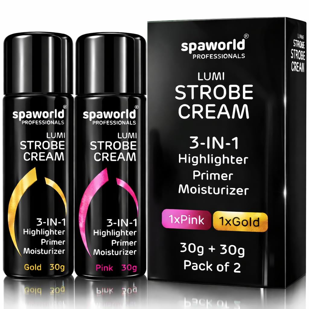 Strobe Cream Pink & Gold (30+30g) | Superb Radiant Combo | Highlighter + Primer + Moisturizer | Hydrating & Illuminating Makeup Base for Instant Glow