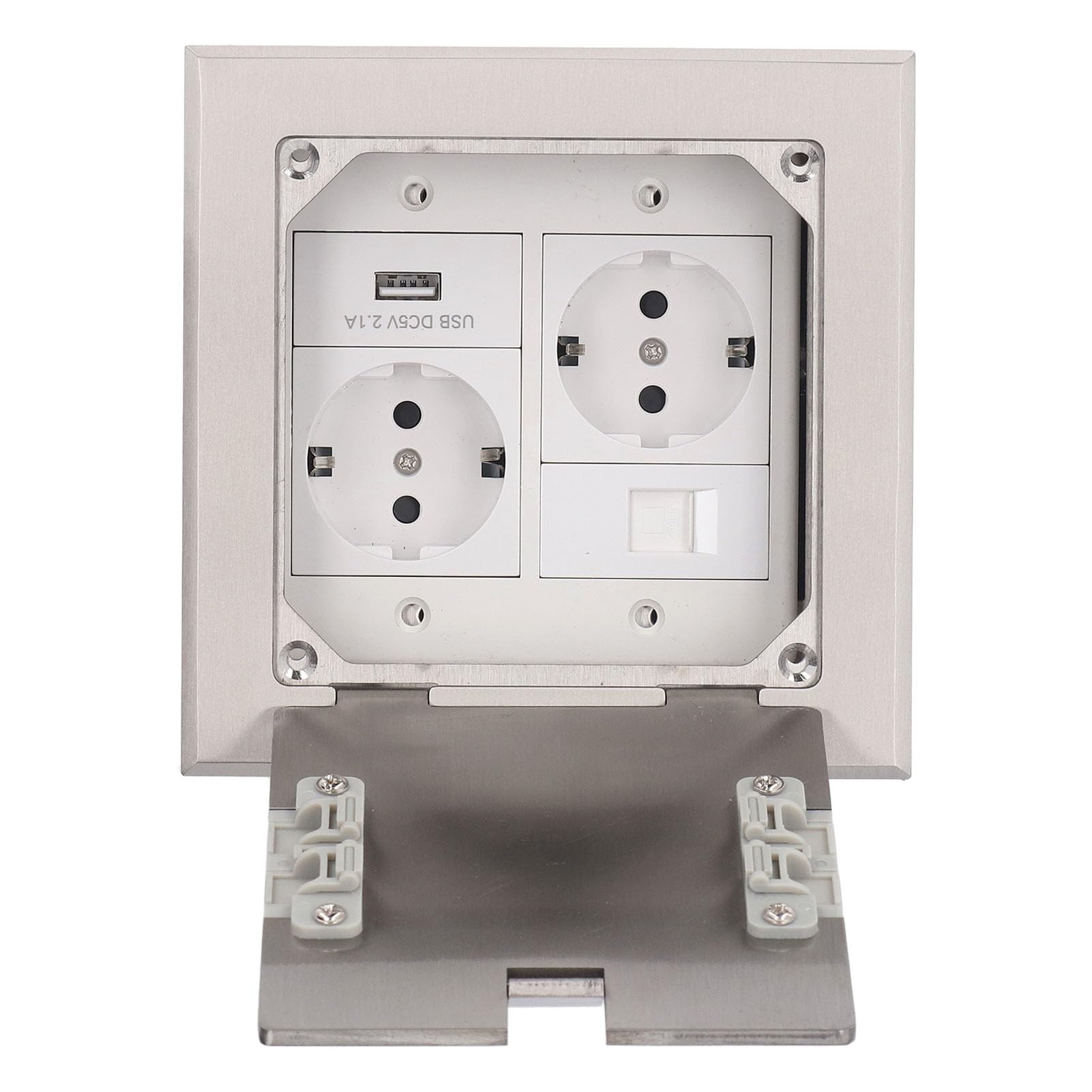 Bewinner Scatola di Derivazione da Incasso A Pavimento, 2500 W 16 A 2 Prese 1 Porta USB 1 Computer, Presa di Corrente Impermeabile Incorporata per Ufficio, Hotel, Scuola