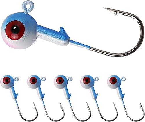 Jigs de plomo de cabeza de bola redonda pintadas, 1060 unidades, 116 18 14 38 12 oz cabezas de pesca de lubina para agua dulce, ganchos afilados