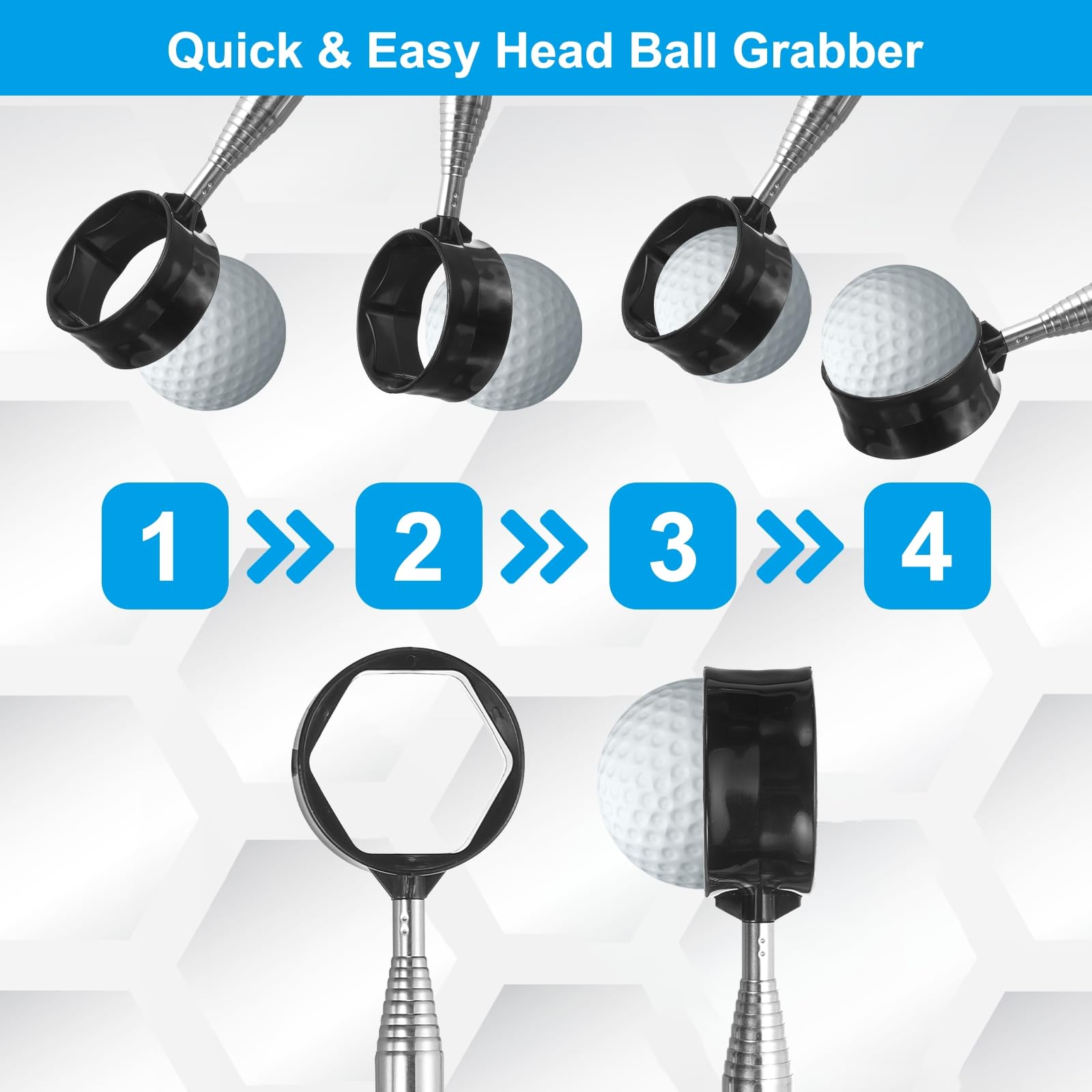 PATIKIL Golf Ball Retriever Testa telescopica Grabber con cordino per acqua Golf Ball Picker Strumento Accessori da golf