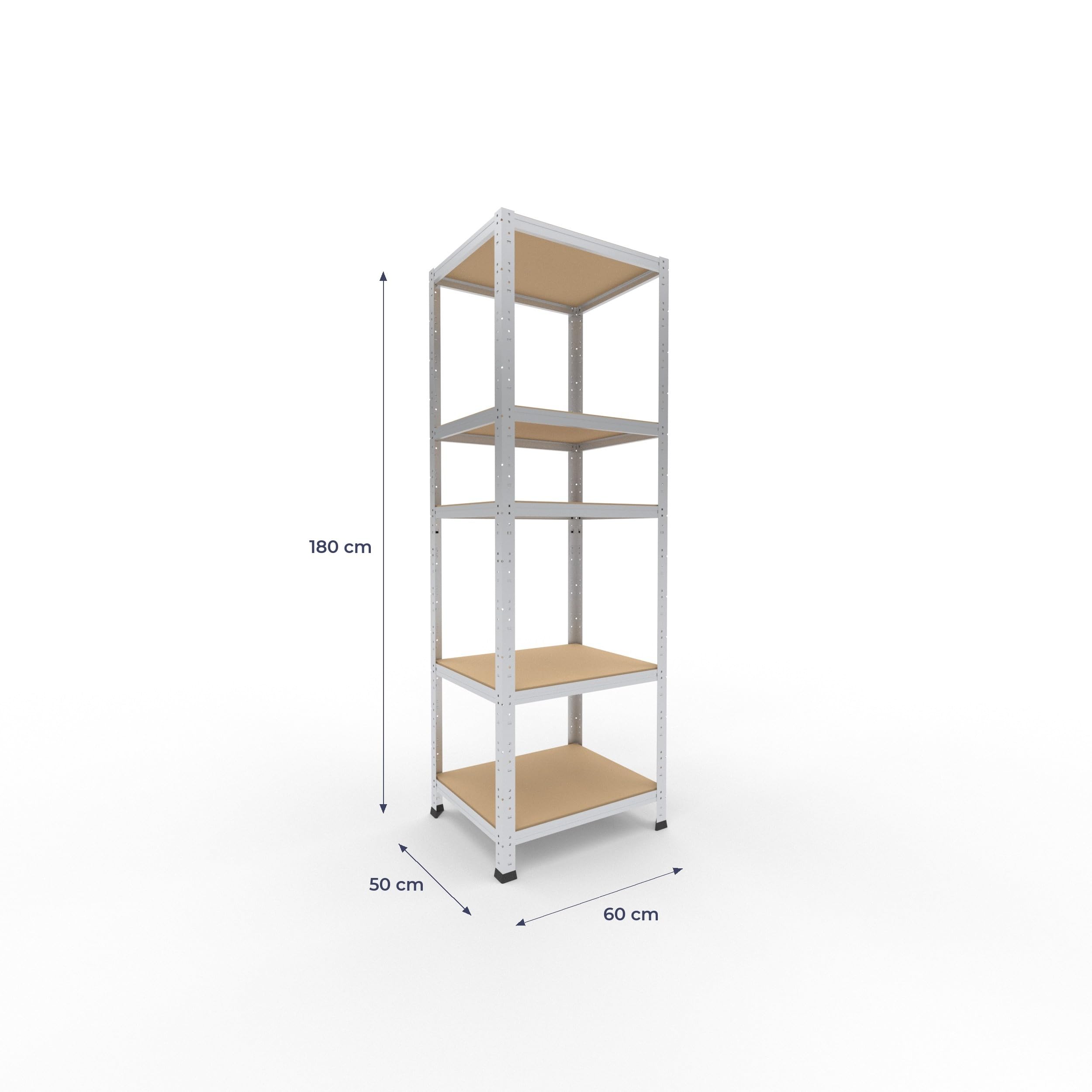 shelfplaza Home 180x60x50 cm Schwerlastregal in verzinkt mit 5 Böden und 175 kg Traglast pro Boden