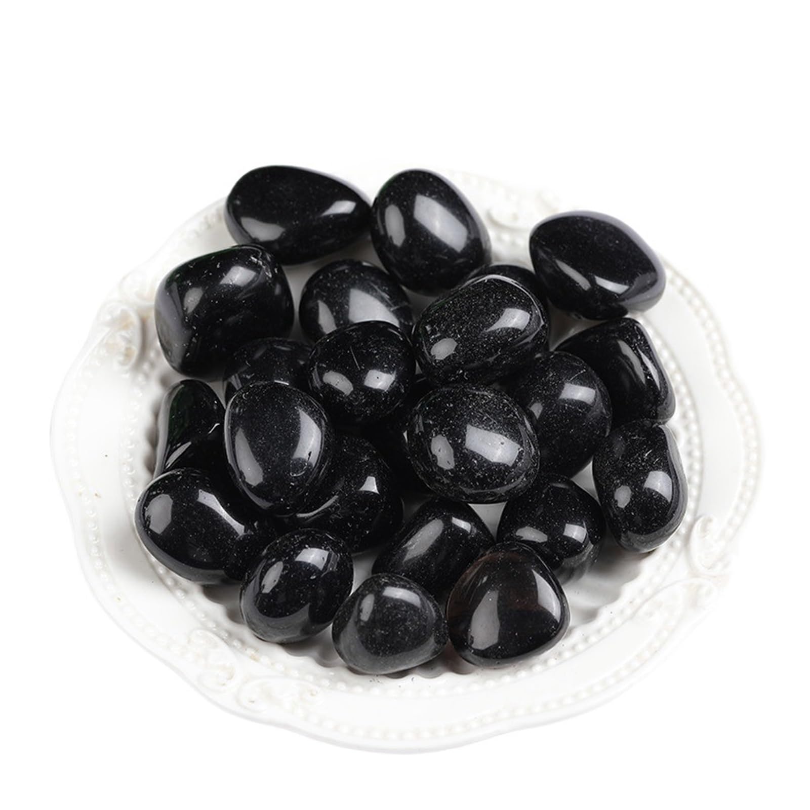 200 g schwarzer Obsidian, Trommelsteine, Quarzerz, Kieskristalle, 1,5–3 cm Gemstone Stone