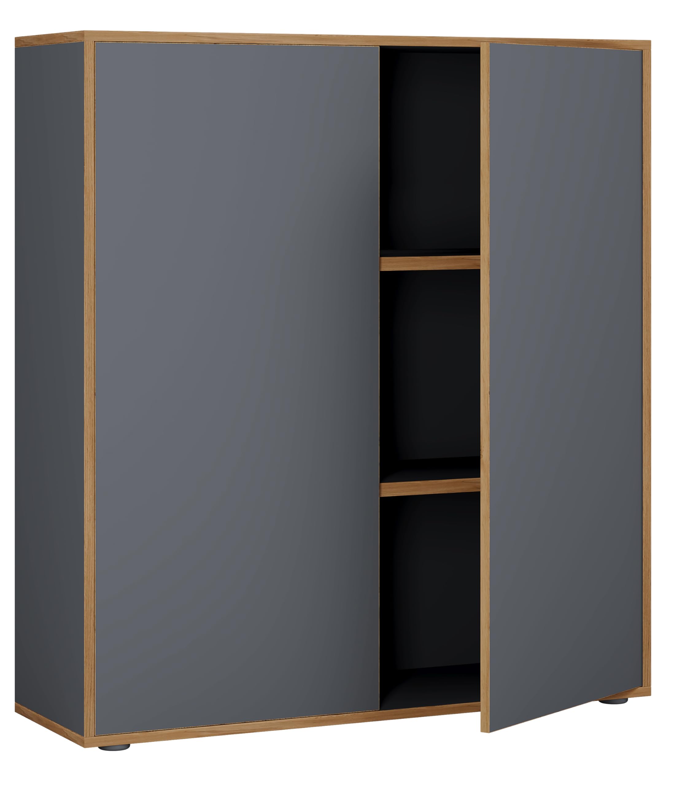VCM Holz Büroschrank Ordner Aktenschrank Büromöbel Schrank Salia 3-Fach Breite 100 cm Drehtüren