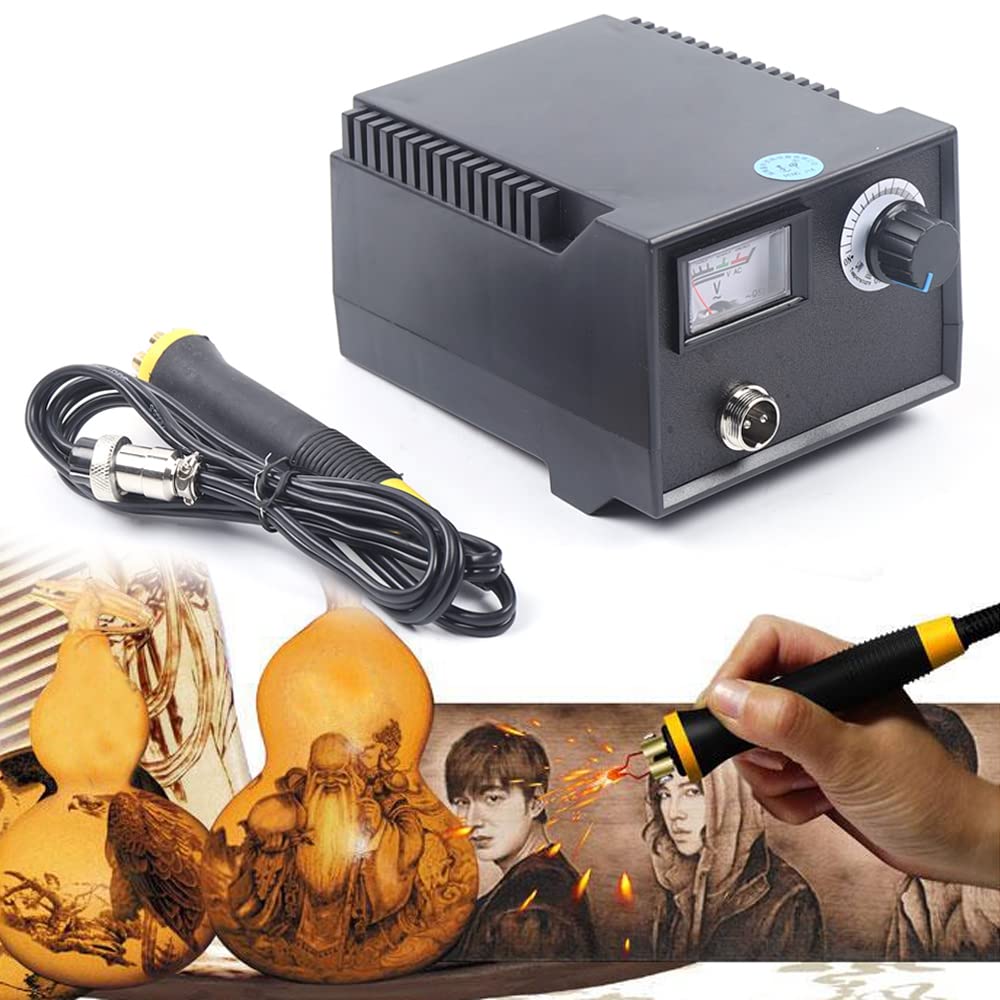 Pirografía Madera Soldador Set+23 puntas de dibujo,Máquina de pirografía con pantalla de puntero de pirografía grabado pistón pistón adecuado para escribir y pintar en madera cuero