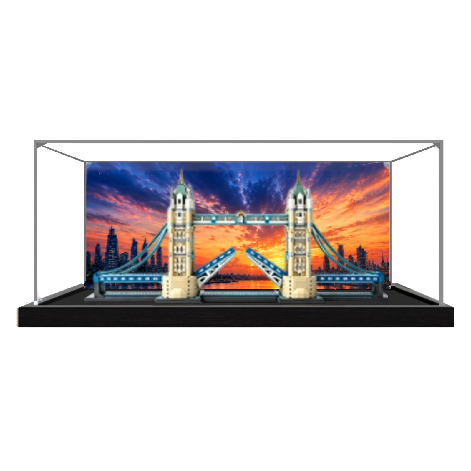 Acrylic Display Case for Lego 21067 Tower Bridge, London set (Back Spray B)