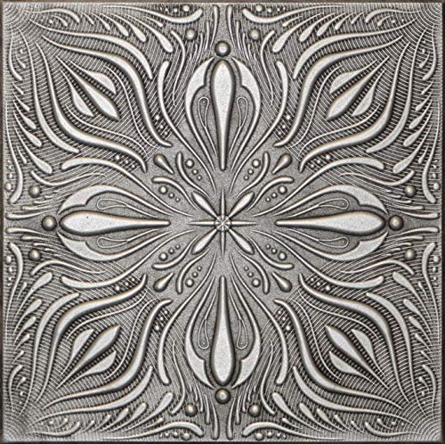 R9 Antique Silver 20x20 Amazing Styrofoam Tin Look Ceiling Tiles Easy to Glue Up On Any Type of Surface