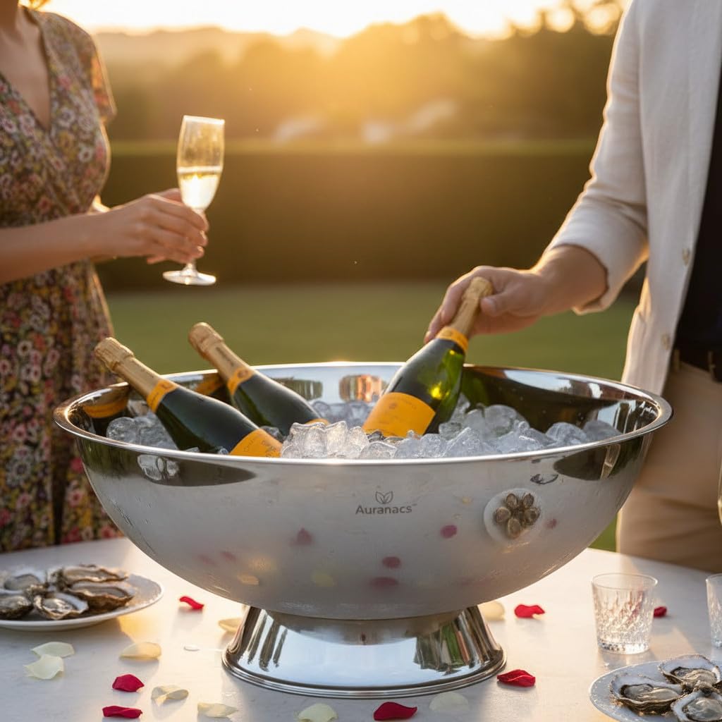 Maximus | Imperiale Edelstahl-XXXL Bowl | Spiegelpolierte Getränkekühler-Bowl | Gigantische Ø 66 cm | Für Champagner, Wein & Bier | Das ganz dicke Ding für Grillpartys, Events & Galas