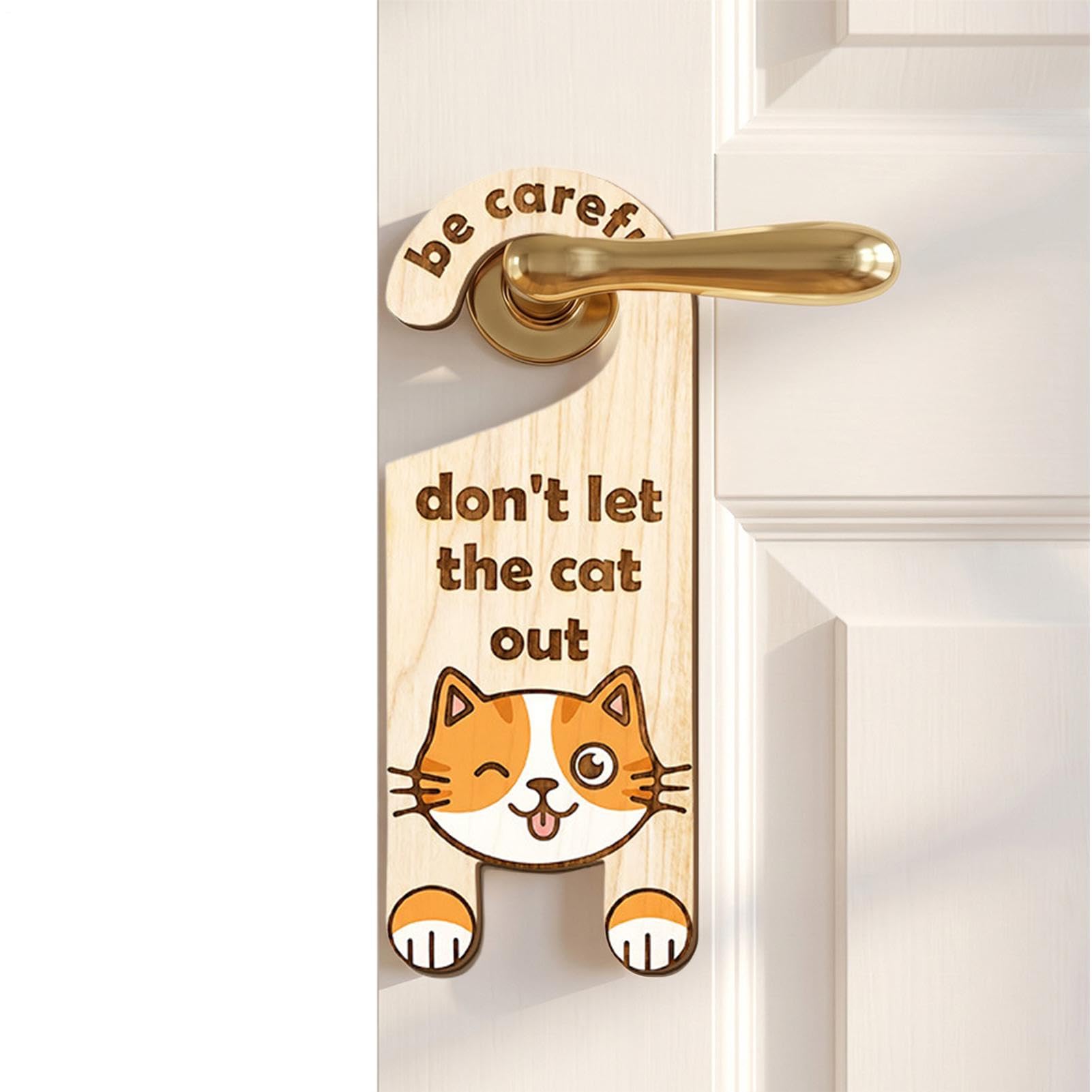 Colgador de puerta de madera para evitar que el gato escape del dormitorio