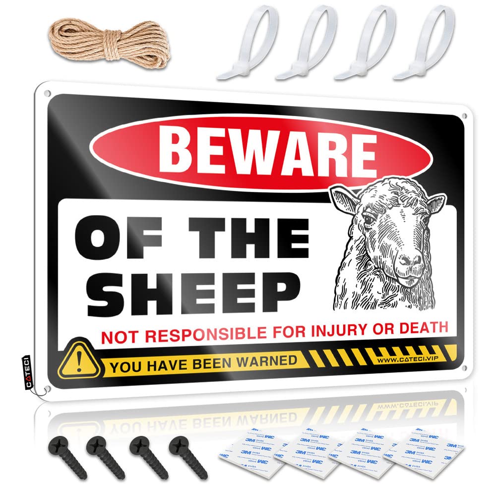 Fzfn Colour Beware Of Sheep Sweet Sign | Stuff Vintage Style Nice Workshop Decoration Easy Hang(30X40cm)