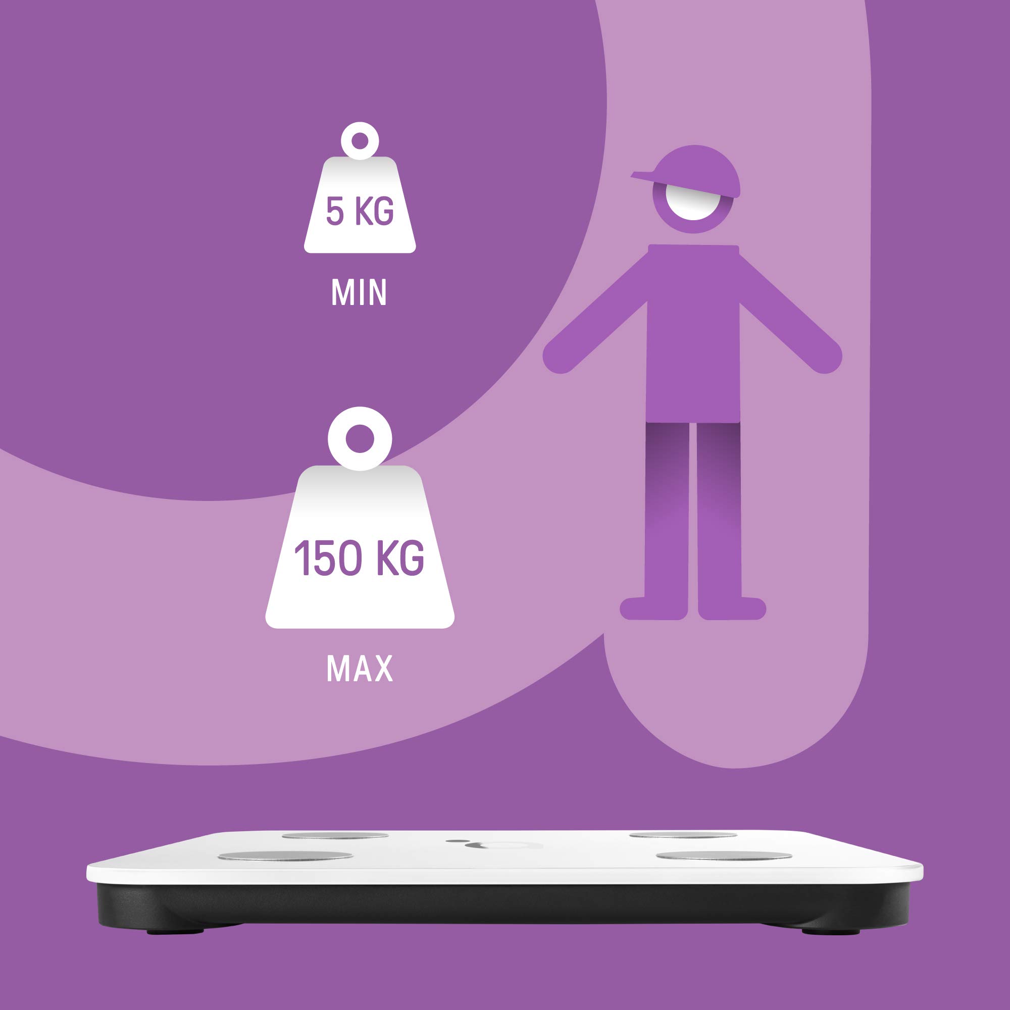 acme SC101W Pèse Personne Impédancemètre I Balance Connectée I Balance Pese Personne I Bluetooth, La Masse Graisseuse, l’IMC et le MB (métabolisme de base)