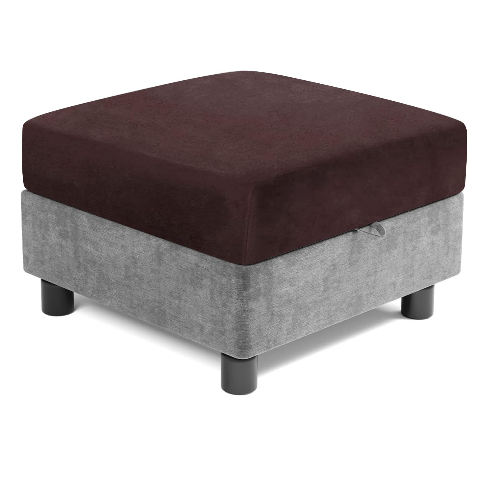 YOCOVER Velvet Square Modular Storage Ottoman Covers, Stretch Square Ottoman Slipcover Sectional Sofa Module Cushion Slipcover Footstool Protector
