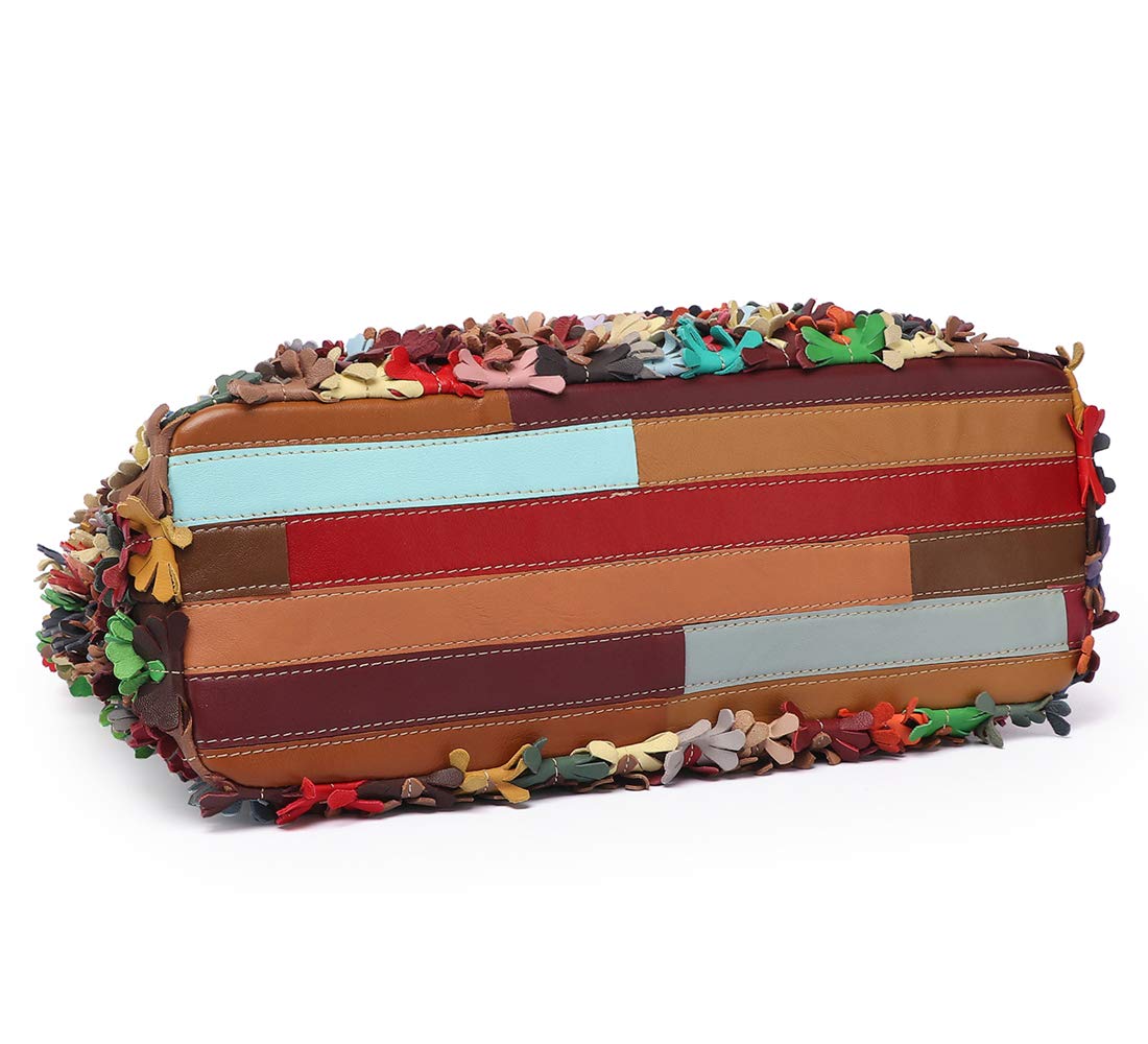 Bolso bandolera de piel para mujer, multicolor, 39 cm de largo x 38 cm de alto x 14 cm de ancho, Multicolor, 39 cm (L) * 38 cm (H) * 14 cm (W)