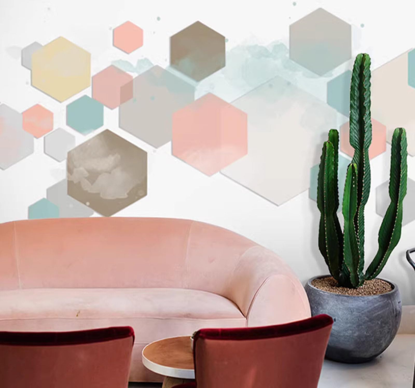 Minimalist Three Dimensional Colourful Geometric Distinctive 3D Wallpaper Easy Install Feature Office Living Room Sofa Bedroom TV Background Wall Decoration-400cm×280cm