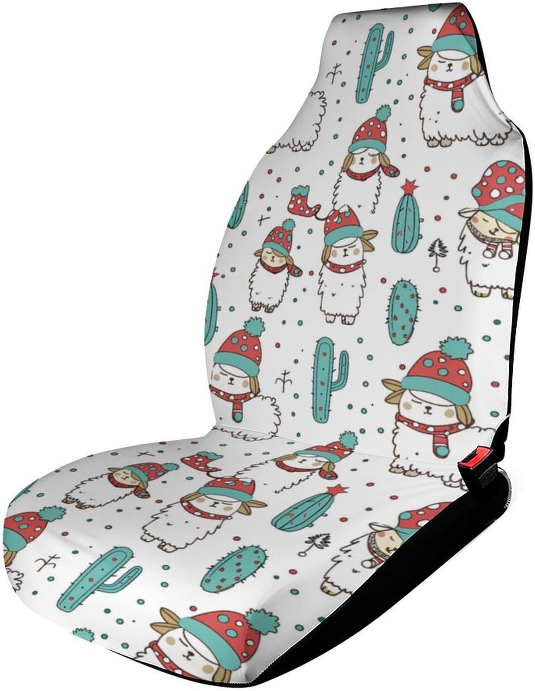 Cute Alpaca New Year Christmas Car Seat Covers Automotive Seat Covers Car Seat Protector Auto Front Seats Protector for Most Cars 2PCS