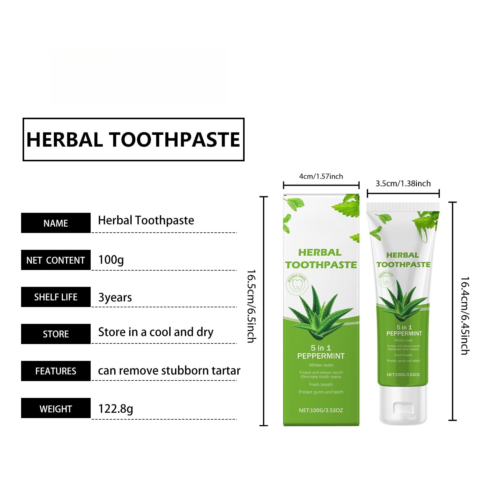 Dentifricio sbiancante all'Aloe Vera - Pulizia delicata, alito fresco, rimozione delle macchie con estratto di menta for sorrisi visivamente più luminosi(3pcs)