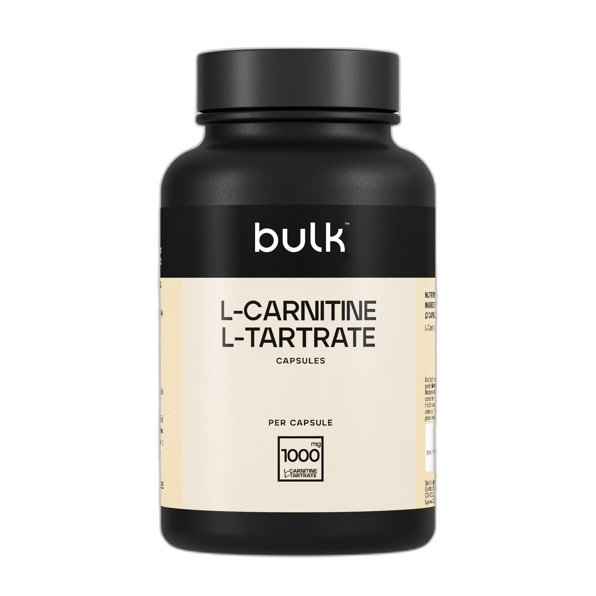 Bulk L-Tartrato de L-Carnitina en Cápsulas de, 1000 mg, 270 Cápsulas | L-Tartrato en Cápsulas, 135 Dosis