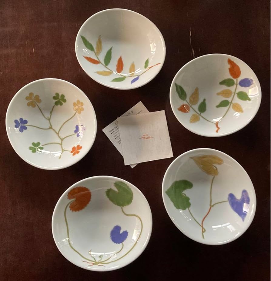 お値下【新品】深川製磁　花鳥唐草　取分皿5枚　 & 小皿揃5枚　元箱入 深川製磁 花鳥唐草 取り皿揃 5枚セット 六角皿 小鉢 銘々皿 深皿