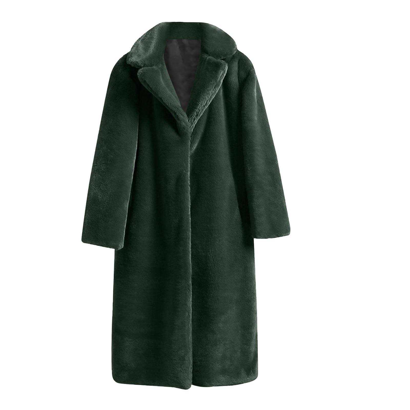 Long Faux Fur Coat Women's Plain Faux Fur Coat Large Sizes Winter Jacket Turn-Down Collar Fur Jacket Winter Warm Fur Jacket Cuddly Faux Fur Jacket Long Sleeve Transition Jacket Winter Coat 5XL, Army