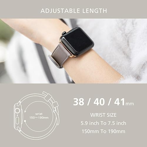 Miniatura 3 de Alto Correa de cuero compatible con Apple Watch Band de 1.496 pulgadas, 1.575 pulgadas, 1.575 pulgadas, correa de repuesto de cuero italiano de