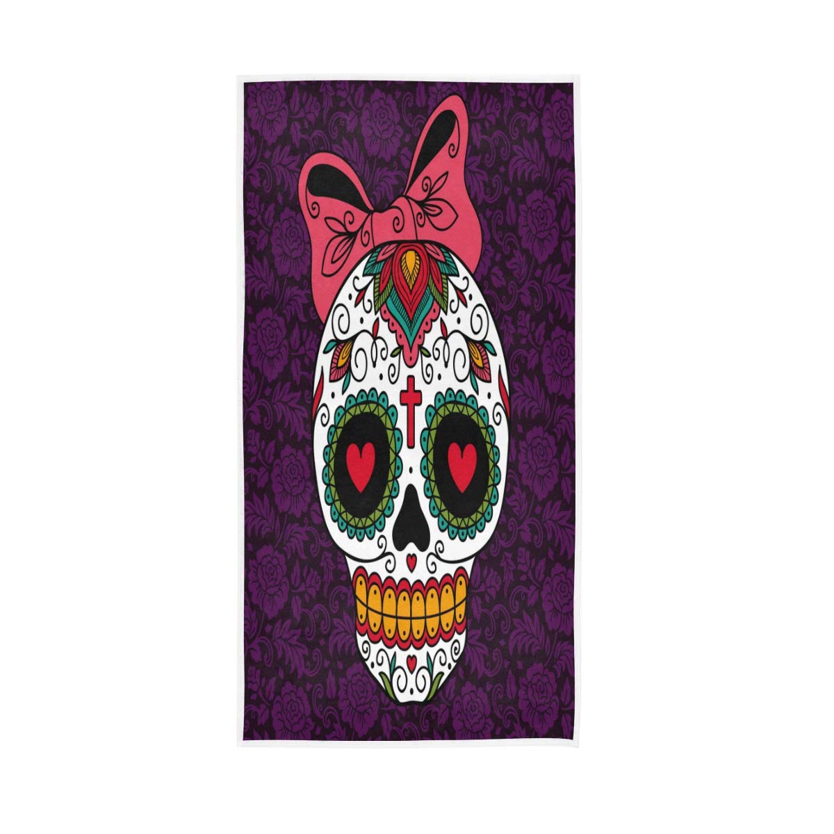 HUYGD Mexican Sugar Skull Purple Flower Soft Bath Hotel Spa Hand Gym Sport Towel 76 x 38 cm(30 x 15 Inches)