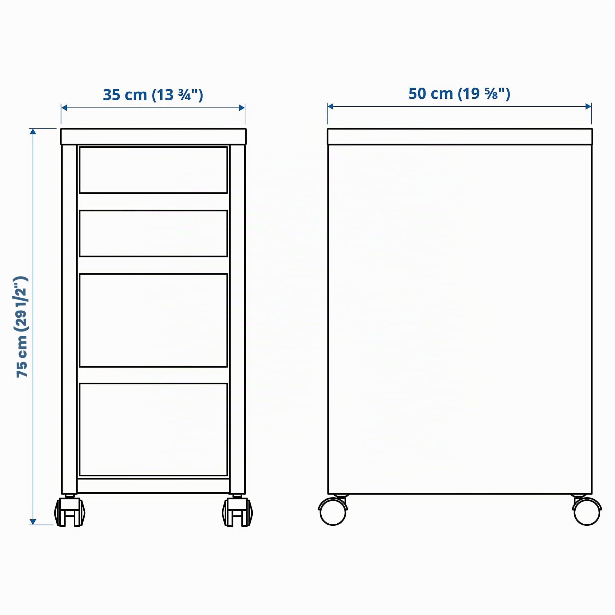 Caisson à tiroirs IKEA MICKE sur roulettes, 35x75 cm, blanc