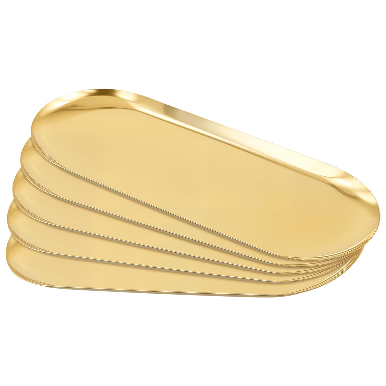 5 vassoi dorati ovali, 30 x 12 cm, grandi piatti da portata in acciaio inox, colore oro