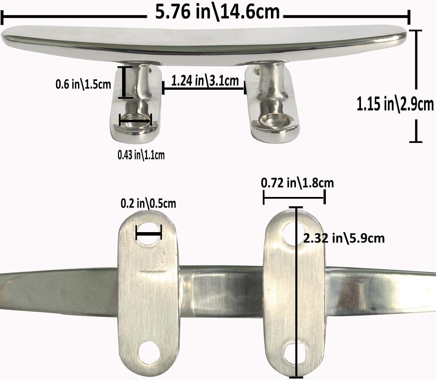 ZOMCHAIN Boat Cleat Open Base Boat Cleat, Dock Cleat All 316 Stainless Steel Boat Mooring Accessories, Free Installation Accessories Screws(4/5 /6/8 inch)