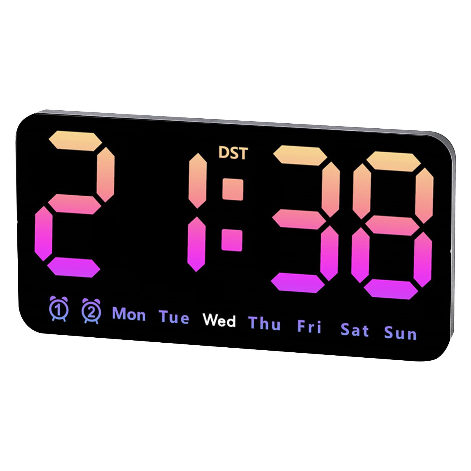 Joyseedi Digital Wall Clock - 8.5 Inch Large Display LED Alarm Clock with Snooze, Date Week Temperature Double Alarm, 3 Brightness Adjustable for Bedroom Office Children's Room (Pink)