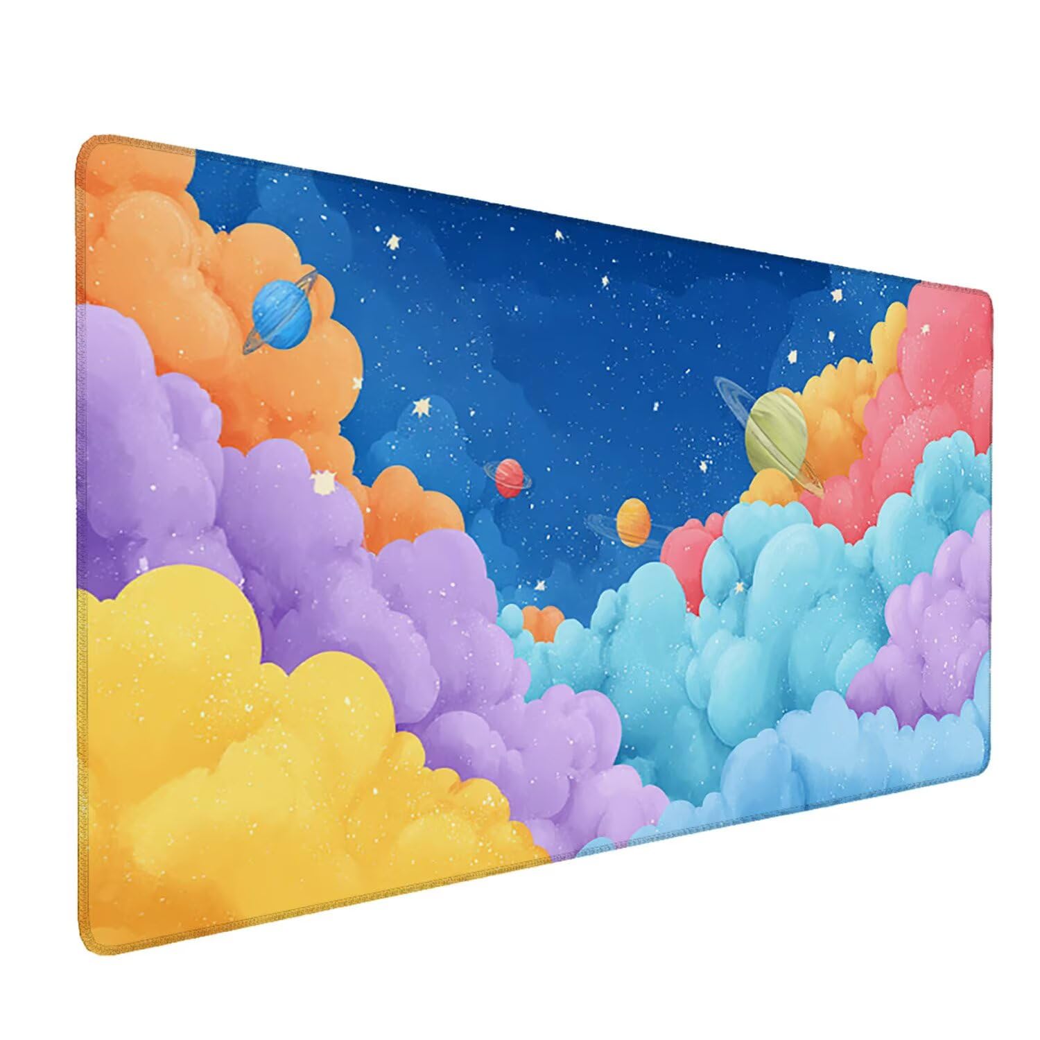 Podkładka pod mysz do gier XXL Mousepad 1000 x 500 mm, duża podkładka pod biurko z antypoślizgową gumową podstawą dla graczy, poprawia precyzję i szybkość (planeta chmur) X-985