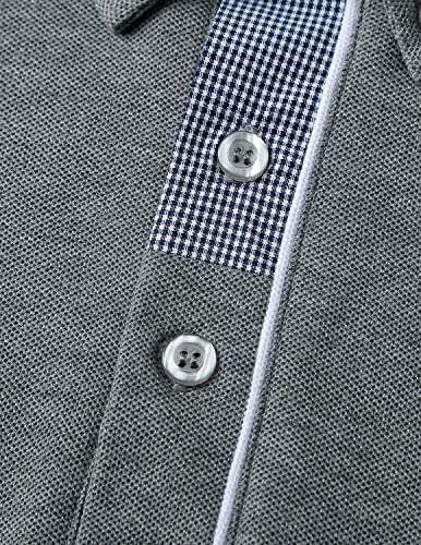Image of GHYUGR Men's Polo Shirts Short Sleeve Slim Fit Polo Casual Plaid Splice T-Shirts