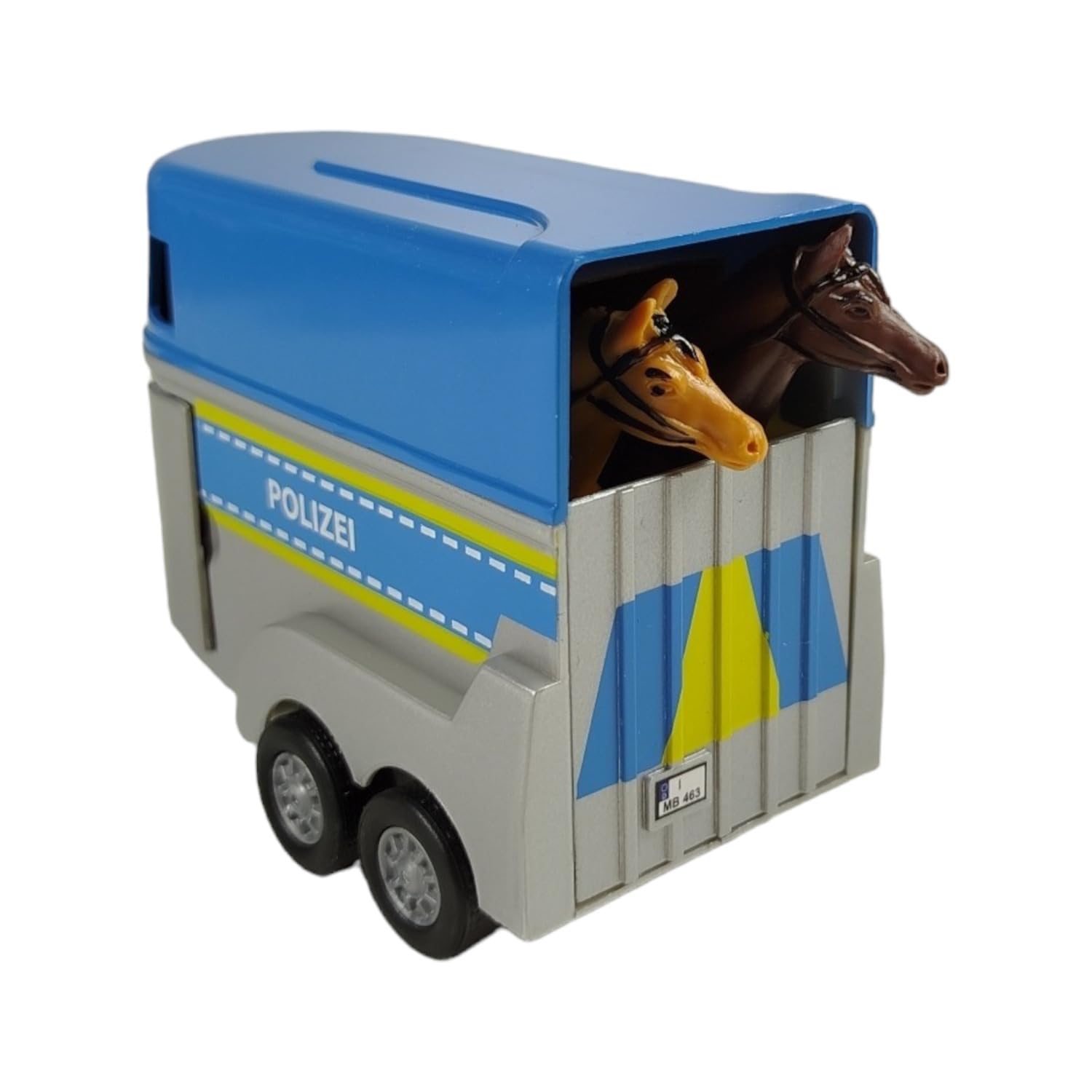 Jouet Camion Police VW Transporter Avec Remorque Cheval - Die-cast Pull-back 28 Cm - Enfants 3 Ans Et Plus - Marque Kids Globe - 10
