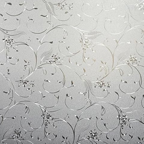 PROTINT WINDOWS Elegant Flower Decorative Window Film, Self Static Adhesive Cling, 35.5 inches by 72 inches Cover