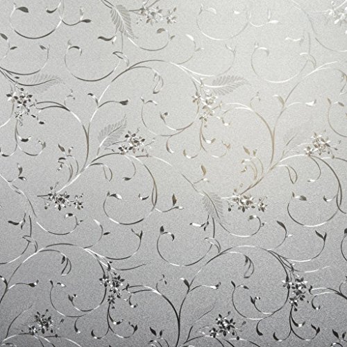Vinilo Decorativo Elegante con Flores Frosted 90x183 cm miniatura 1