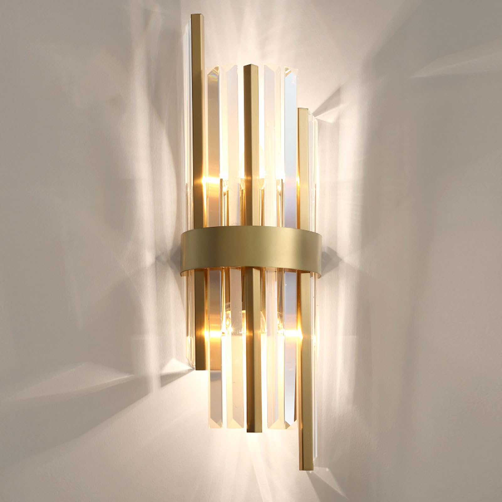 AWEITG Nordic Style Wall Lamp Crystal Lampshade - Elegant Indoor Mount Light for Living Rooms and More(B-2)