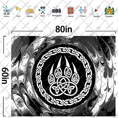 Aidatain Mysterious Viking Nordic Tapestry Trippy Gray Wolf Claw Wall Hanging Tapestry Large 80"X 60" Flannel Art Tapestries, For Living Room Bedroom Dorm Home Decor Gtlmat158 #TOP6
